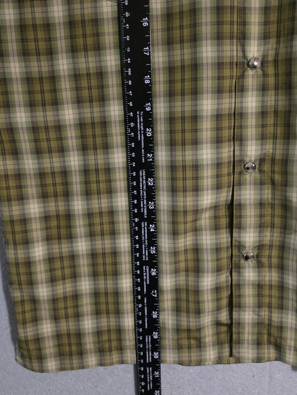 Kuhl Mens Green Plaid Pearl Snap Button S/S Button Up Shirt Size Large